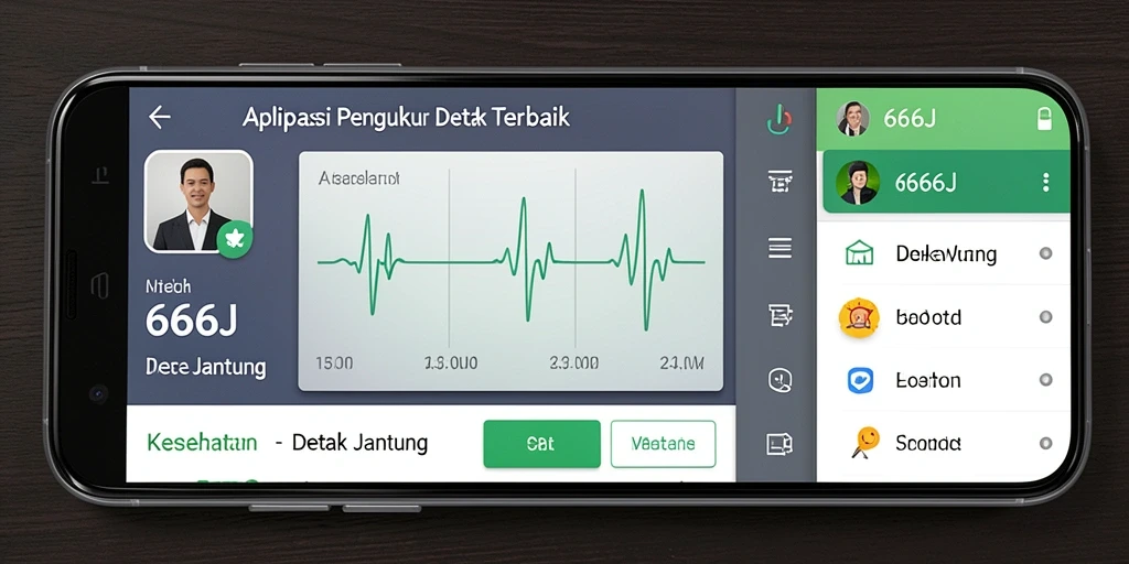 Antarmuka aplikasi Detak Jantung 666J yang sederhana dan informatif.