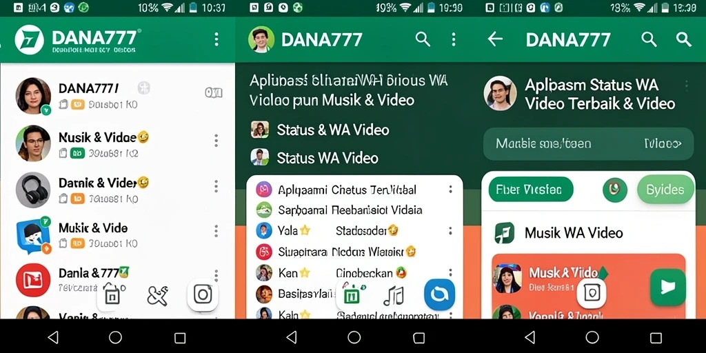 Tampilan antarmuka DANA777 yang memudahkan pengguna dalam memilih video status.