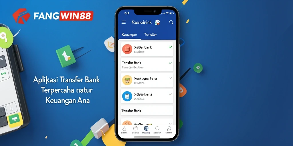 Antarmuka aplikasi FANGWIN88 yang memudahkan transfer bank.