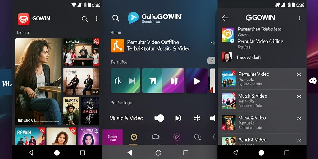 Tampilan antarmuka GOWIN yang sederhana dan fungsional untuk Pemutar Video Offline.