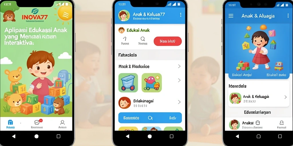 Antarmuka menarik dan interaktif dari aplikasi edukasi anak.