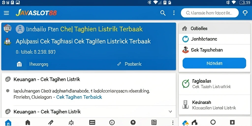 Antarmuka aplikasi Cek Tagihan Listrik JAVASLOT88 yang sederhana.