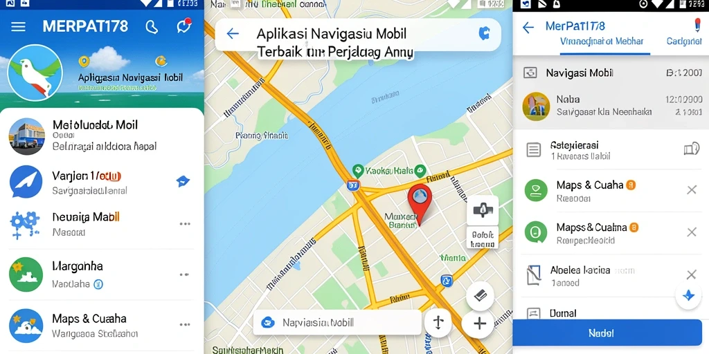 Antarmuka pengguna MERPATI178 yang intuitif dan informatif untuk navigasi mobil.