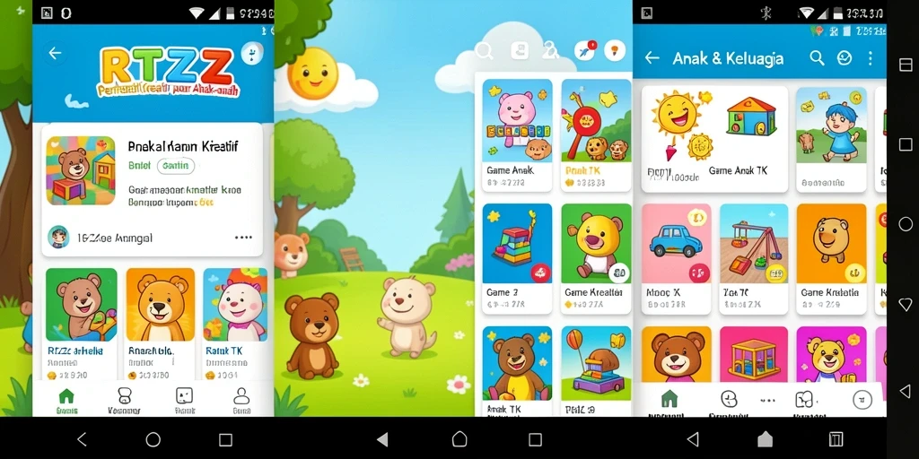 Tampilan antarmuka RTZZ yang menarik dengan karakter lucu.